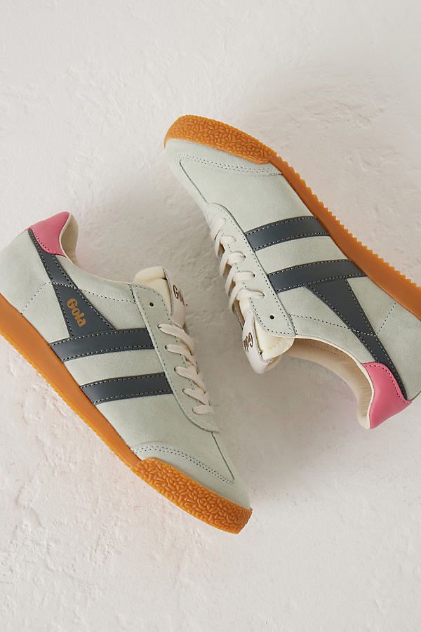 Crafted of soft suede in dreamy retro-inspired hues, these of-the-moment Gola trainers are designed exclusively for Anthropologie. Custom Sneakers Diy, Suede Trainers, Calvin Klein Bag, Shoe Wishlist, Denim Chic, Trainers Fashion, Cute Sneakers, Womens Fashion Inspiration, Retro Sneakers