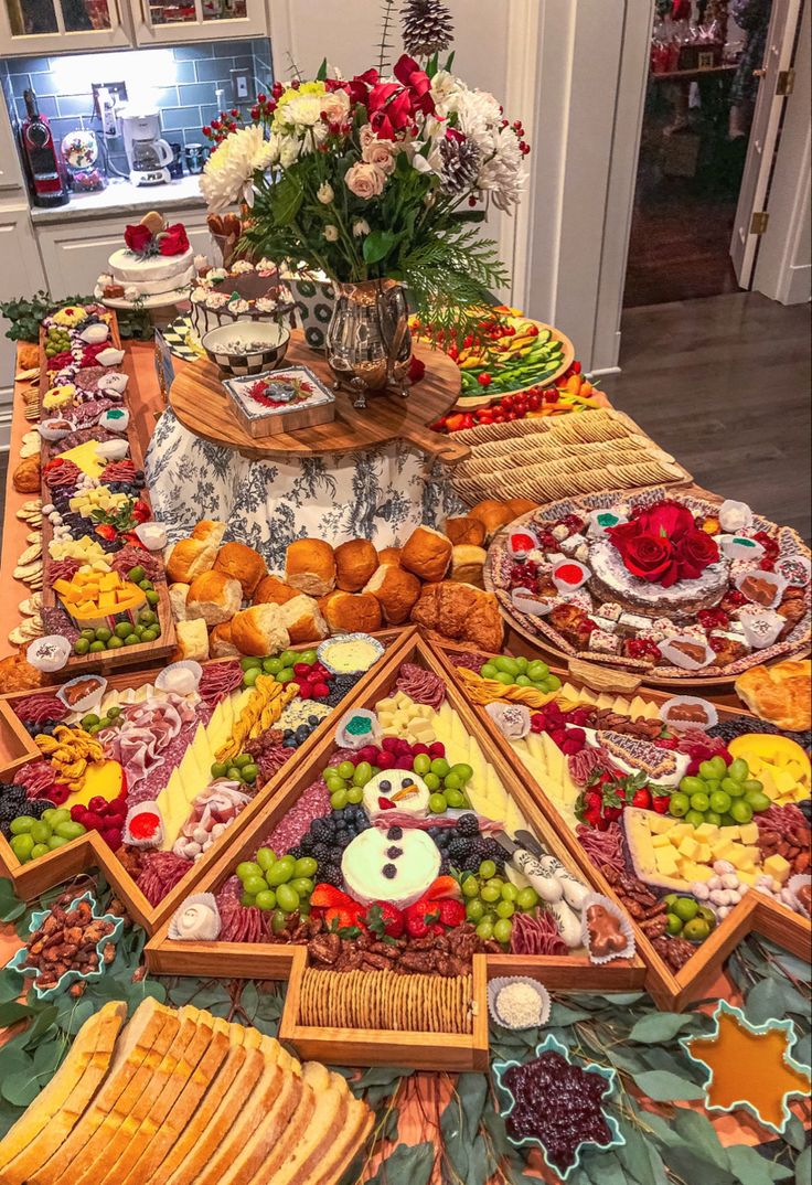 a table filled with lots of different types of food