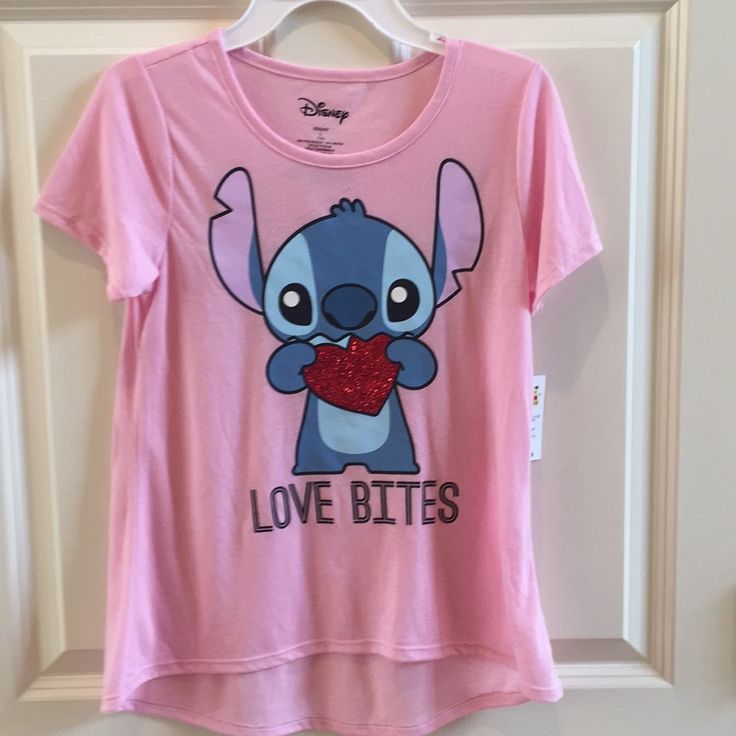 Disney Stitch T Shirt Size L (14). Nwt Themed Short Sleeve Tops For Disney Trips, Cute Character Print T-shirt For Disney Fan Events, Fun Short Sleeve Tops For Disney Trips, Character Style Cotton Short Sleeve Tops, Disney Trips Character Print Short Sleeve Tops, Cute Character Print Tops For Disney Trips, Cute Tops With Character Print For Disney Trips, Pink Disney T-shirt For Disney Trips, Character Graphic Print Short Sleeve Tops