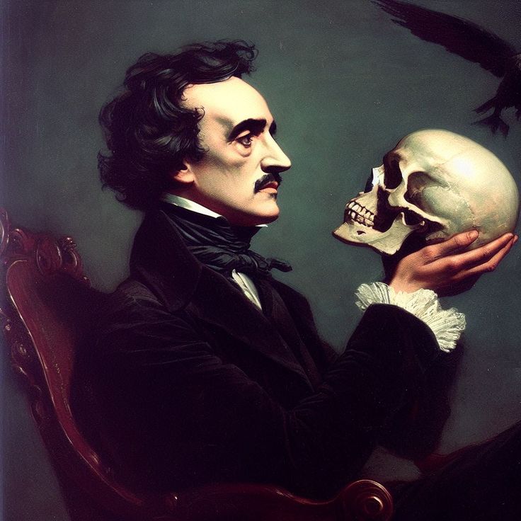 a painting of a man holding a skull in his hand