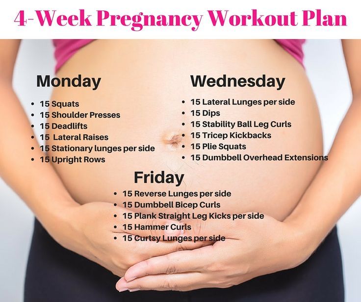 a woman's pregnant belly is shown with the words, 4 week pregnant workout plan