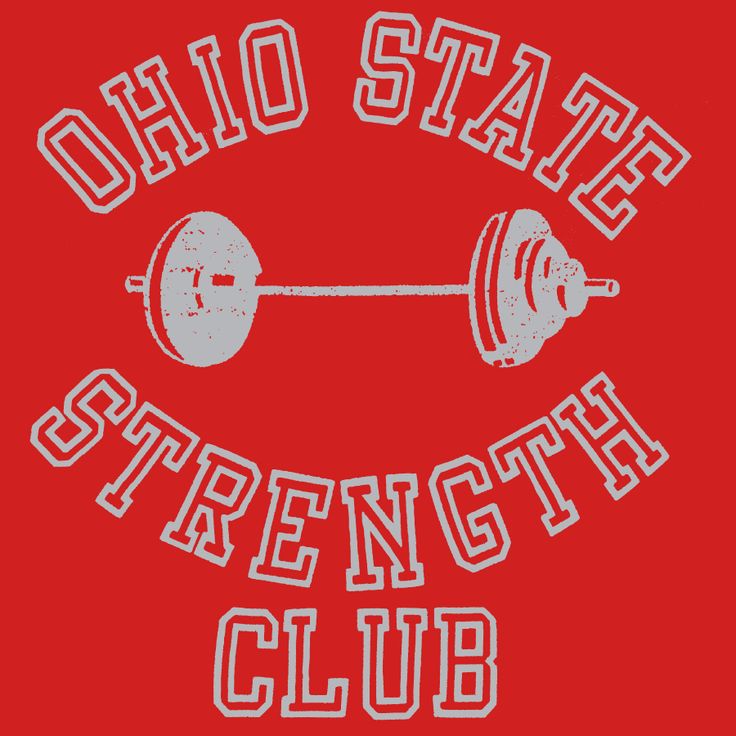 a red shirt with the words, ohio state strength club on it and an image of a barbell