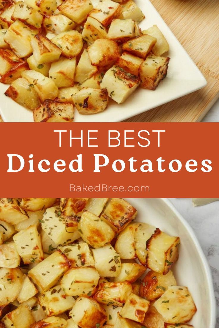 the best diced potatoes recipe on a white plate