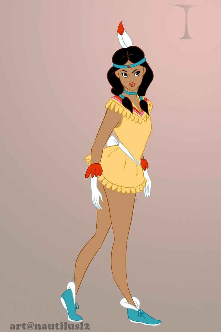 an animated woman dressed in native american clothing