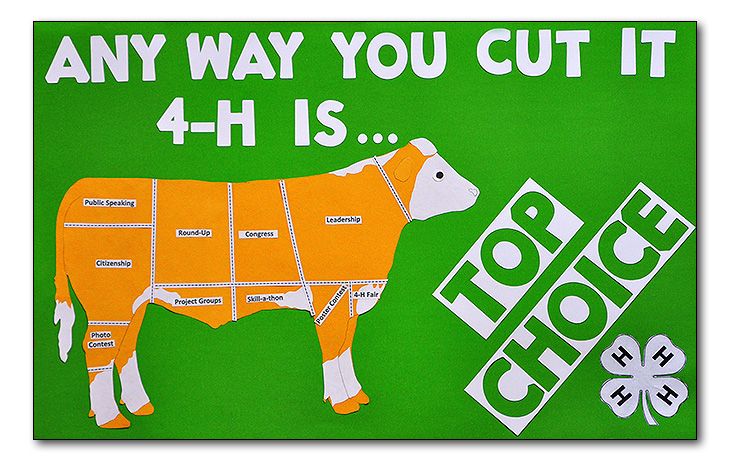 a green sign that says, any way you cut it 4 - h is butcher's choice