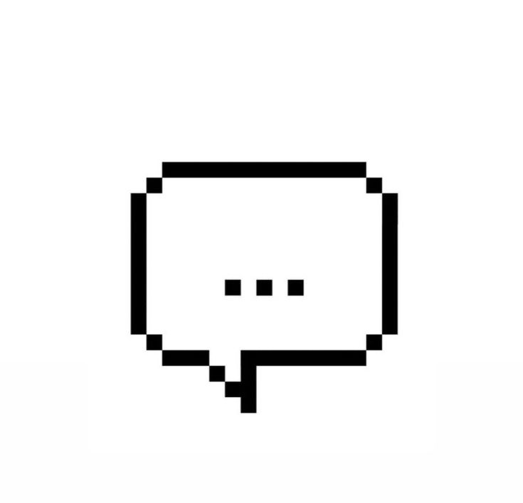 a black and white pixelated speech bubble