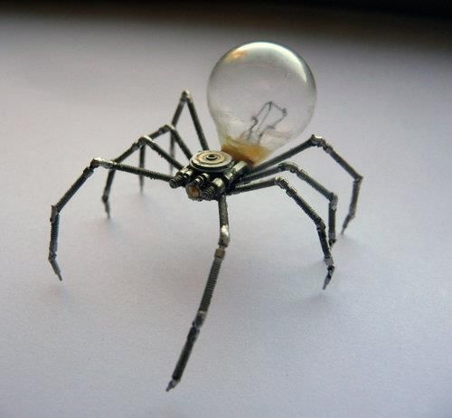 a spider with a light bulb on its back