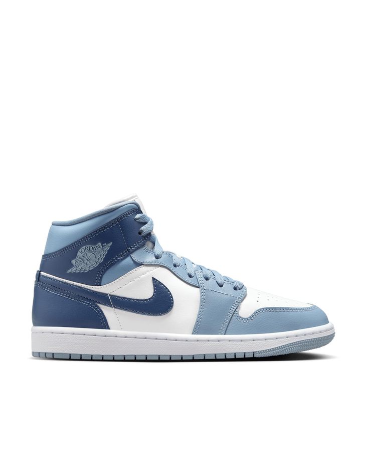 PRICES MAY VARY. 100% Authentic Special feature: slip-resistant Material: Jordan Materials Style: Modern Toe style: Closed Toe Closure type: Drawstring Women's Jordan 1 Mid Sail/Diffused Blue-Blue Grey Jordan 1 Mid Women, Jordan 1 Blue, Clarks Wallabees, Blue Jordans, Buy Jordans, Jumpman Logo, Jordans Women, Wings Logo, Womens Jordans