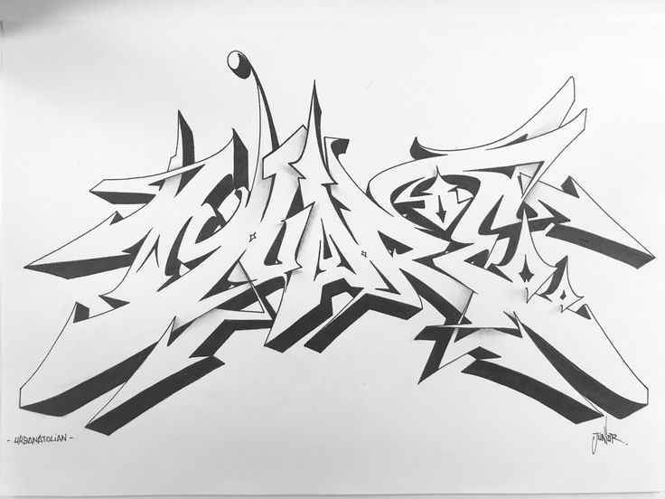 some type of graffiti written in black and white