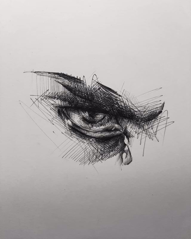 a drawing of an eye with lines coming out of it's irises and tears