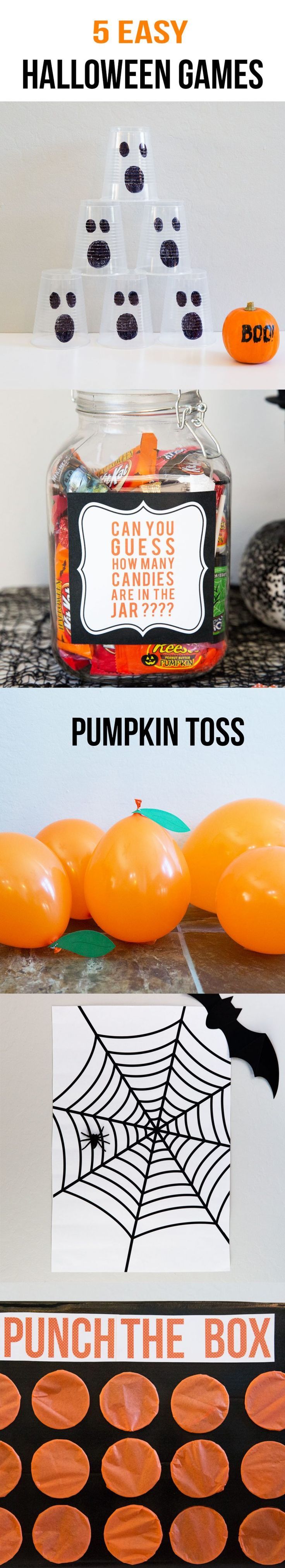 halloween games for kids to play with pumpkins and spider web in the box,