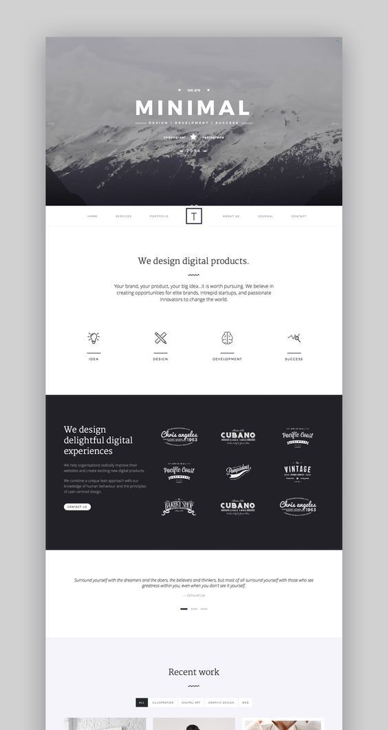 the website design for minimal is shown in black and white