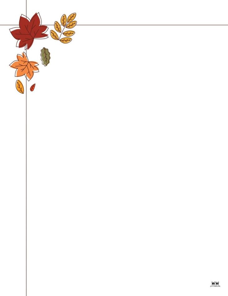 an autumn border with leaves and acorns on white paper, ready for your text