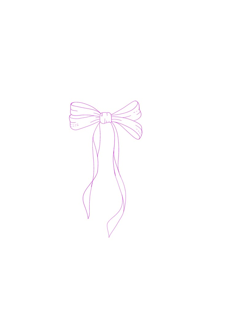 a drawing of a bow on a white background