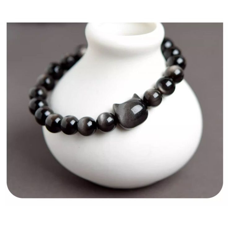 Women's Black Bracelet Color classification: the bead diameter is about 8mm, and the diameter of the beads is approximately 10mm. No identification certificate. Optimized treatment method: filling Black Bracelet, Black Bracelets, Bracelet, Beads, Color, Black