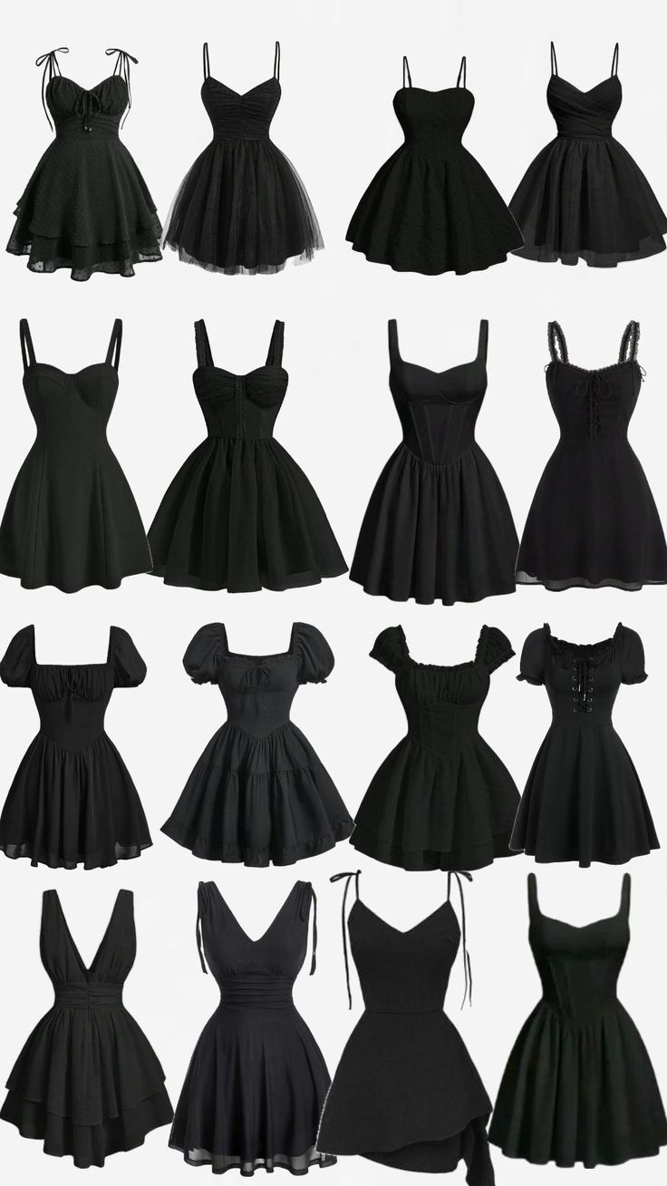 Casual But Fancy Dresses, Black Dress Dance Outfit, Black Dress Kpop Idol, Black Dress Birthday Outfit, Black Dress Dance, Classy Graduation Dress, Black Dance Dresses, Types Of Dresses Styles, Dresses For Teens Black