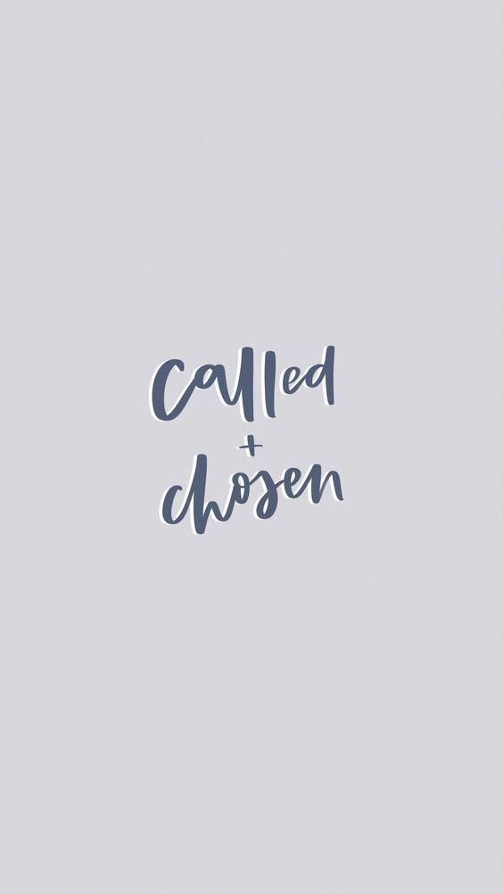 the words called chosen are written in blue ink on a gray background with a white border