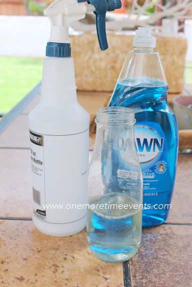 a bottle of water and a sprayer on a table