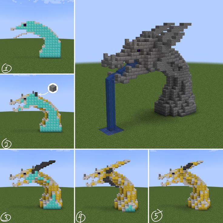 the instructions for how to make a dragon in minecraft, with pictures and text below