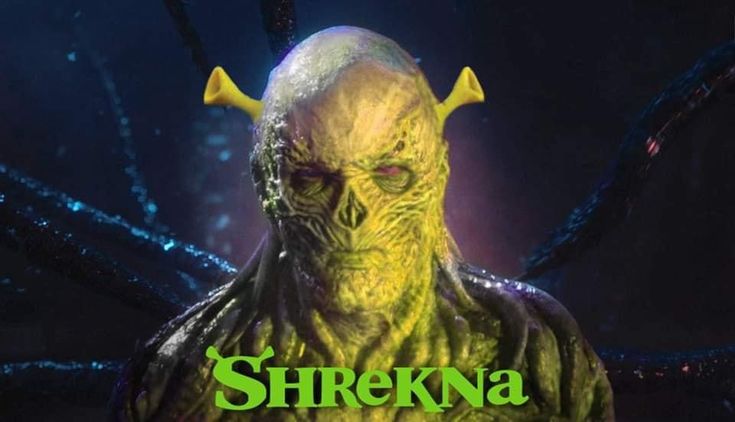 an animated image of a creature with horns on its head and the words shrena above it