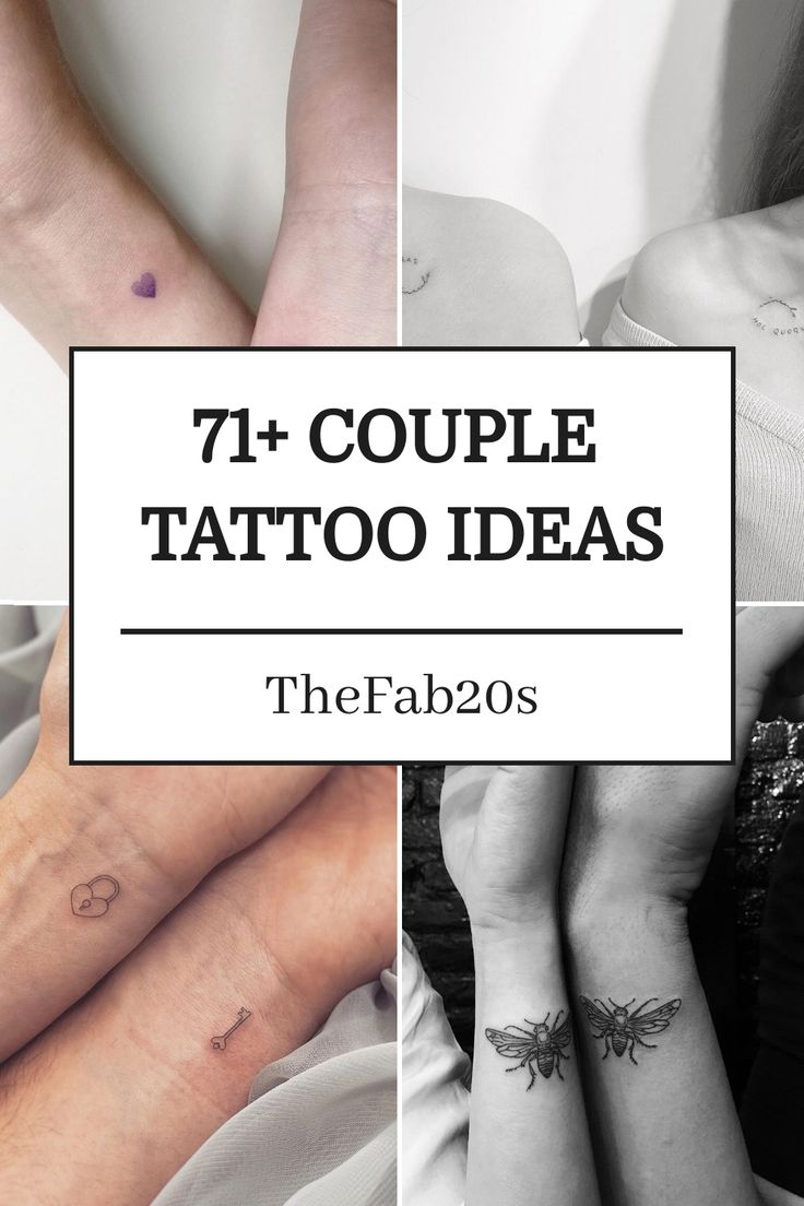 four different tattoos with the words, 7 couple tattoo ideas