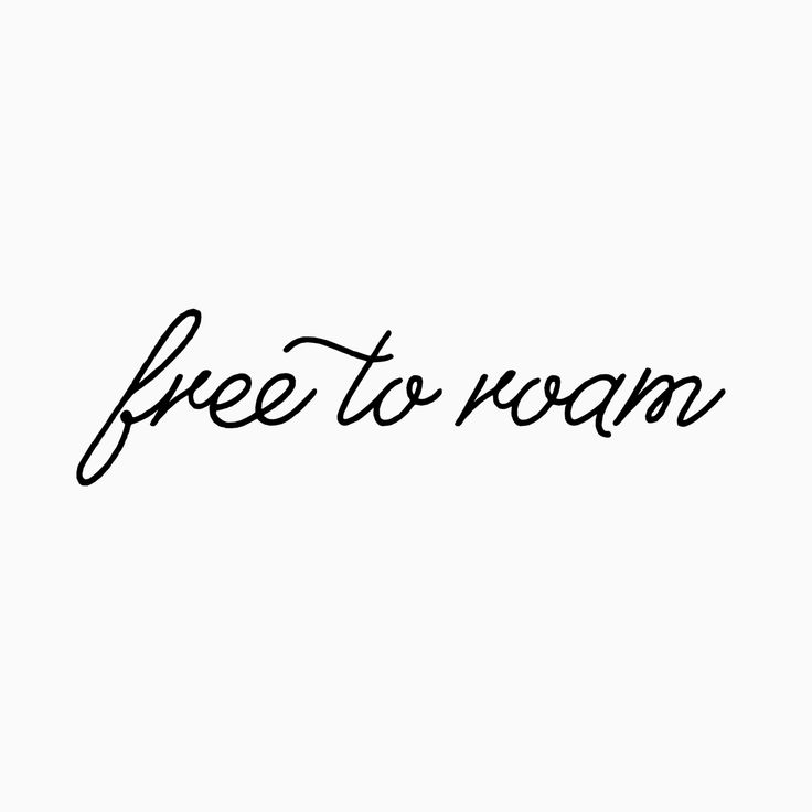 the word free to roam written in cursive writing