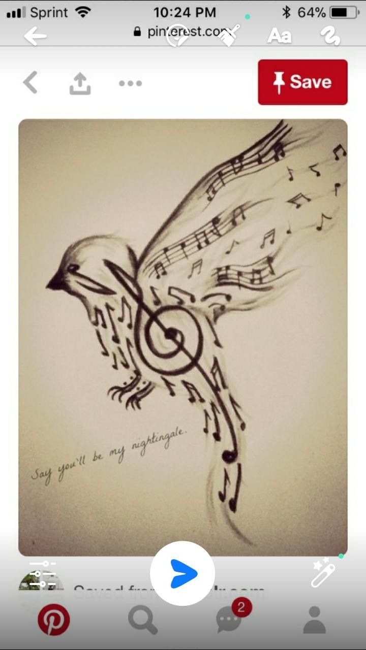 an image of a bird with music notes on it