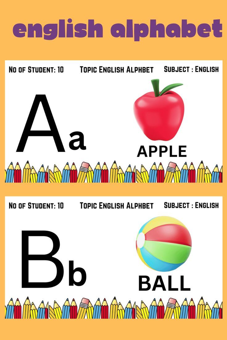 two different types of english alphabets with an apple and ball in the middle one