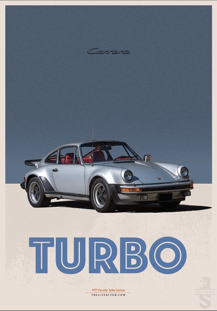 an advertisement for a car with the word turbo on it's front and side