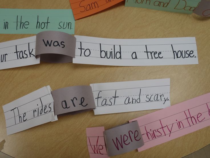 several pieces of paper taped to the side of a table with words written on them