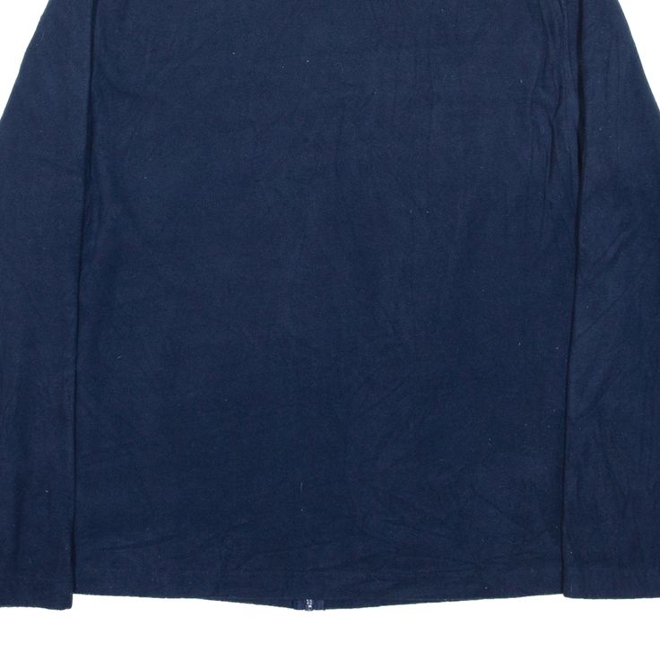 Item is in used condition. Fabric slightly bobbled. >Size: L >Armpit To Armpit: 24" >Armpit To Cuff: 19" >Collar To Hem: 27" Blue Long Sleeve Fleece Jacket For Streetwear, Blue Fleece Outerwear With Crew Neck, Blue Cotton Fleece Jacket With Fleece Lining, Casual Blue Cotton Fleece Jacket, Blue Cotton Fleece Jacket For Winter, Blue Cotton Fleece Winter Jacket, Blue Cotton Fleece Jacket For Fall, Navy Long Sleeve Fleece Jacket, Navy Long Sleeve Fleece Jacket With Fleece Lining