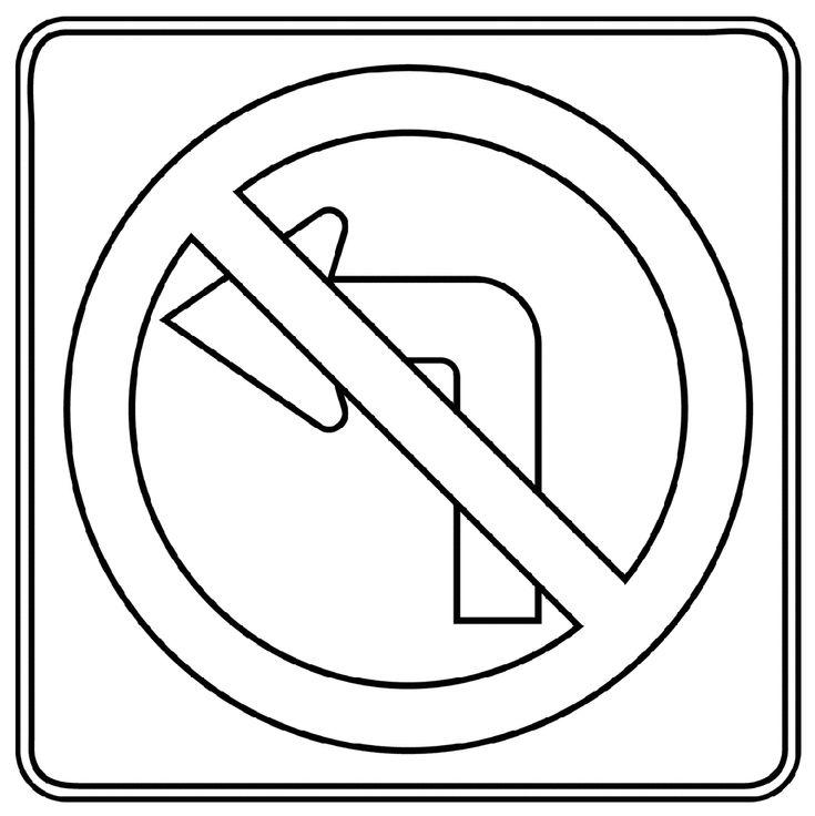 a black and white image of a no right turn sign with an arrow in the center