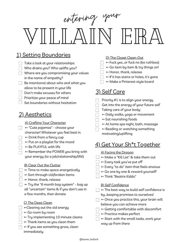 a printable list for the villain era