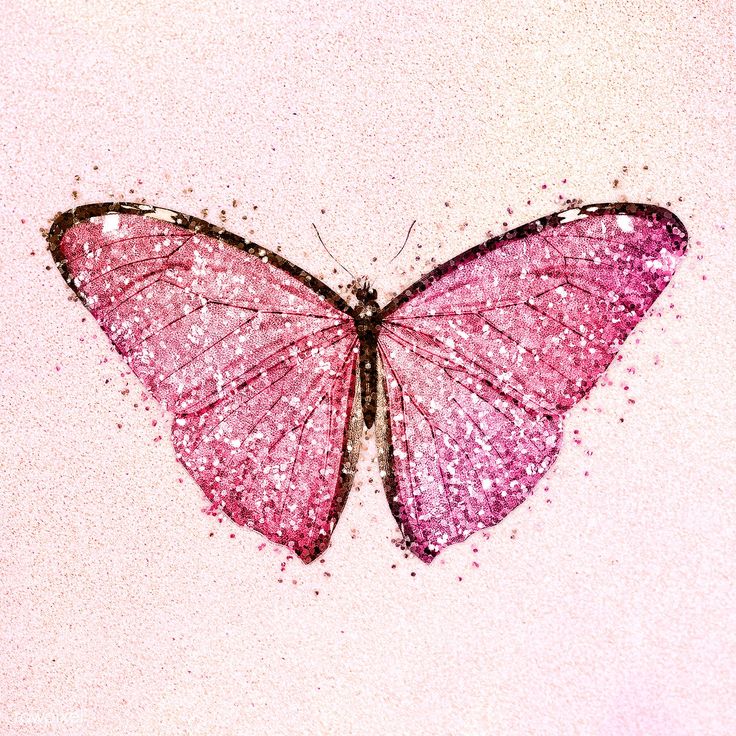 a pink butterfly sitting on top of a white surface with lots of small dots around it