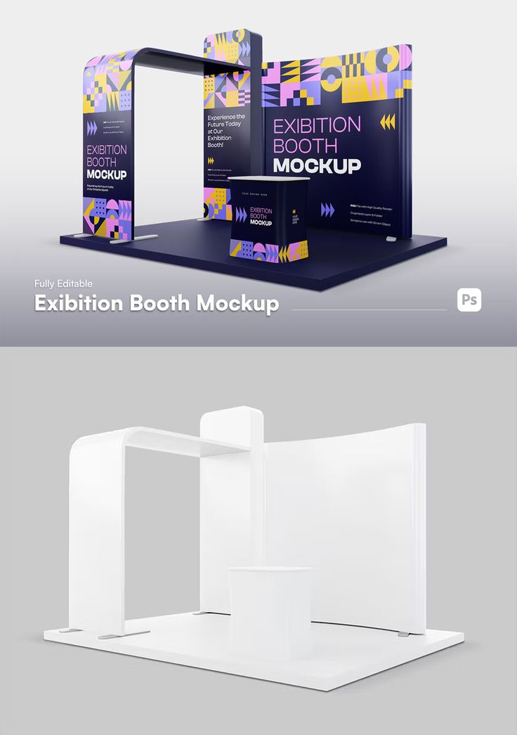 the exhibition booth mockup is ready to be used as an advertisement for your company