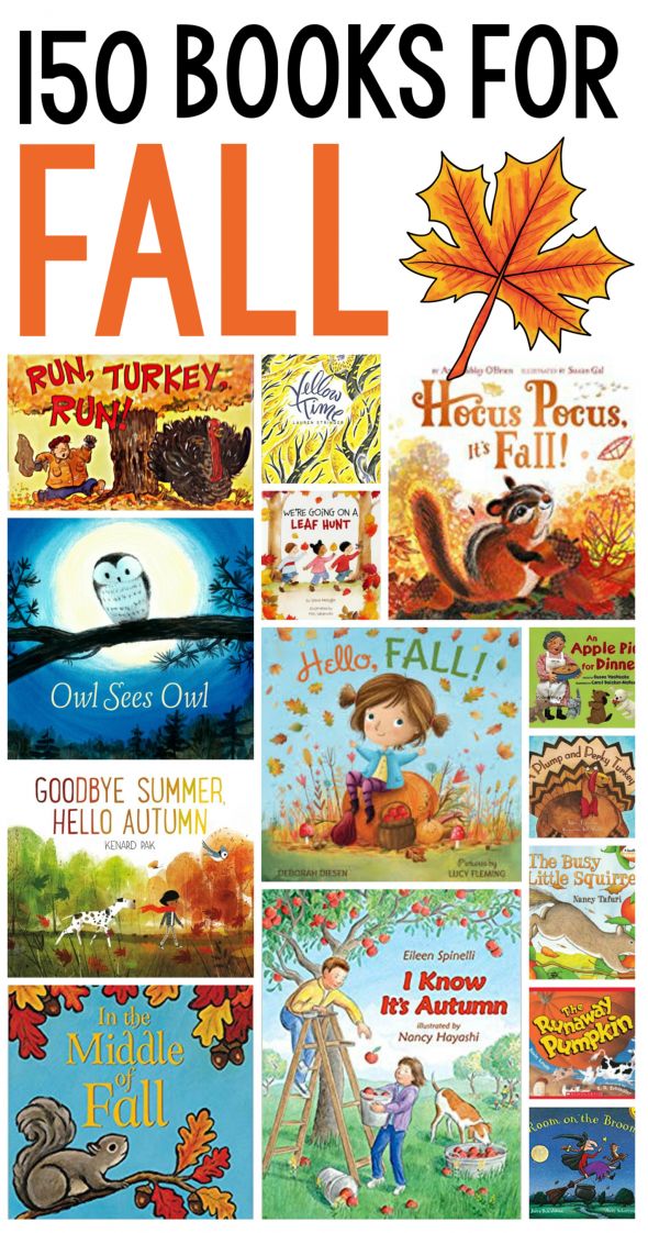 fall books for kids to read with the text overlay reads, 50 books for fall