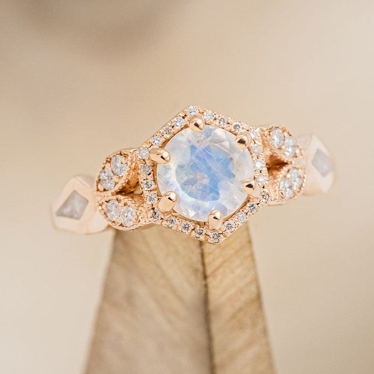 Staghead Designs, Lucy In The Sky, Moonstone Engagement, Moonstone Engagement Ring, Ring With Diamond, Detailed Ring, Rose Gold Engagement, Handcrafted Rings, Ring Style