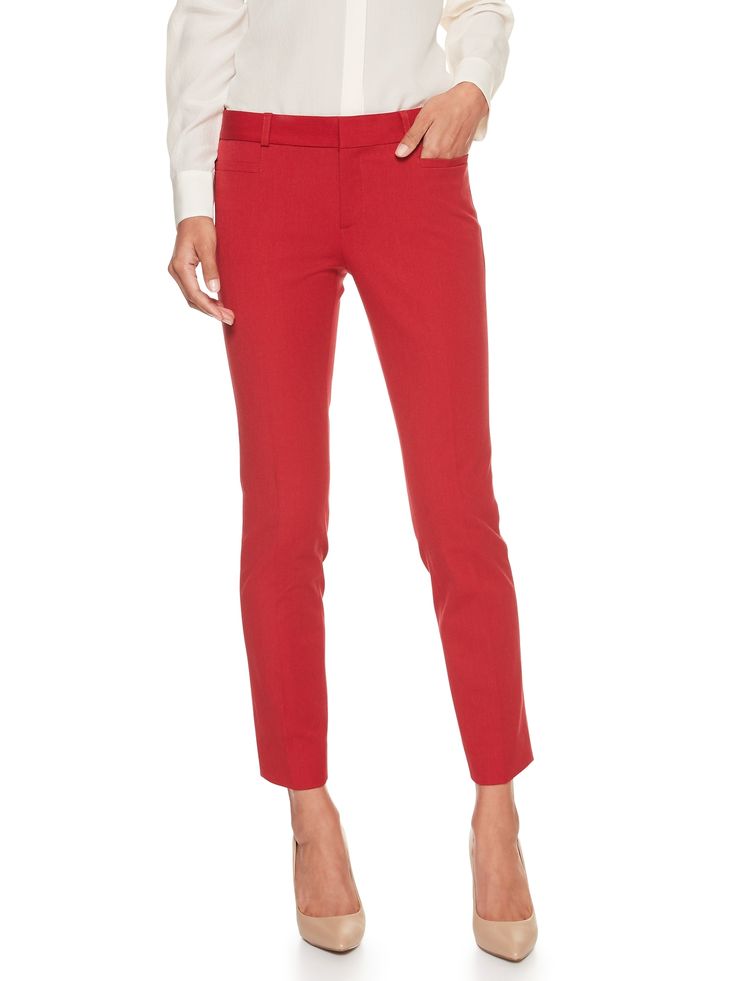 Red Sloan pants Stretch Elastane Dress Pants With Welt Pockets, Comfort Stretch Elastane Pants For Business Casual, Classic Elastane Bottoms, Tailored Spring Pants With 5-inch Inseam, Classic Fitted Mid-rise Pants, Spring Slim Fit Elastane Dress Pants, Classic Stretch Elastane Bottoms, Elegant Business Casual Comfort Stretch Pants, Elegant Comfort Stretch Pants For Business Casual