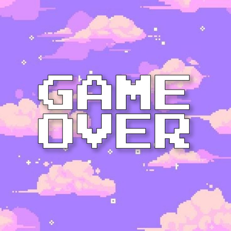 the title for game over is shown in front of an image of clouds and sky