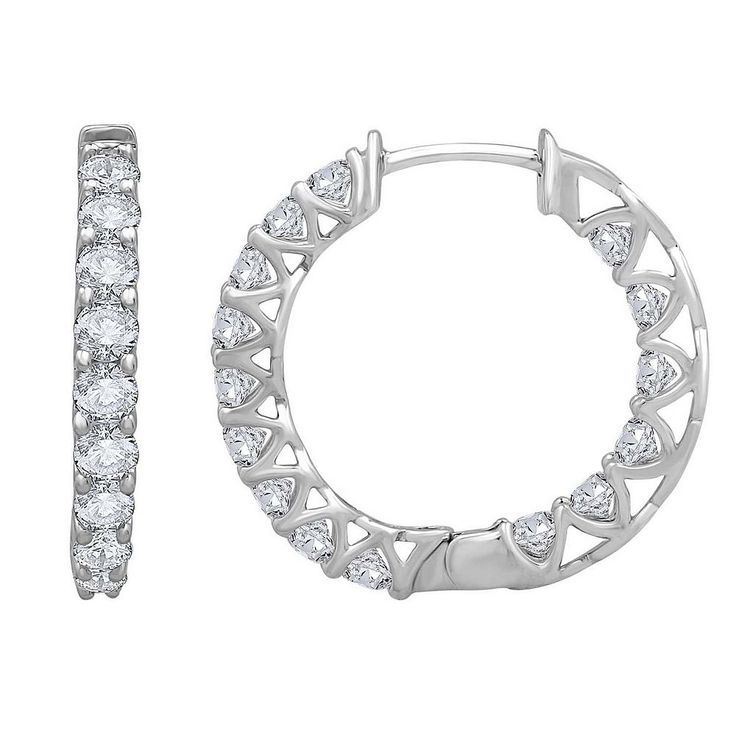 Add a touch of elegance to your jewelry box with these 14k white gold Diamond Medley lab-grown diamond hoop earrings. Click on this JEWELRY & WATCHES GUIDE to learn about fit, styles, materials and more! Add a touch of elegance to your jewelry box with these 14k white gold Diamond Medley lab-grown diamond hoop earrings. Click on this JEWELRY & WATCHES GUIDE to learn about fit, styles, materials and more! FEATURES Diameter: 23 mm Backings: post Metal: 14k white gold Plating: rhodium Finish: polis Classic White Gold Hoop Earrings With Halo Design, Classic Sterling Silver Hoop Earrings With Diamond Accents, Classic Platinum Hoop Earrings For Anniversary, Classic Platinum Hoop Jewelry, Classic Platinum Hoop Earrings In White Gold, Classic Platinum Hoop Earrings With Diamond Accents, Classic Platinum Hoop Diamond Earrings, Classic White Platinum Hoop Earrings, Vvs Clarity Hoop Diamond Earrings In Sterling Silver