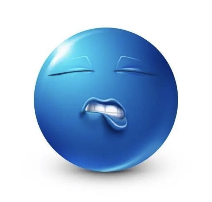 a blue ball with an open mouth and tongue sticking out