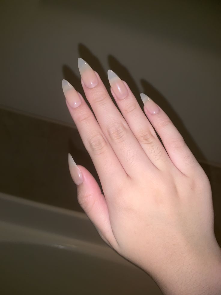 natural acrylic nails #nails #acrylicnails #nailinspiration #natural Clear Sharp Nails, Claw Nails Natural, Pointy Natural Acrylic Nails, Extremely Natural Acrylic Nails, Overgrown Acrylic Nails, Natural Vampire Nails, Natural Stilleto Nail, Clear Stilleto Nails, Fake Nails That Look Natural