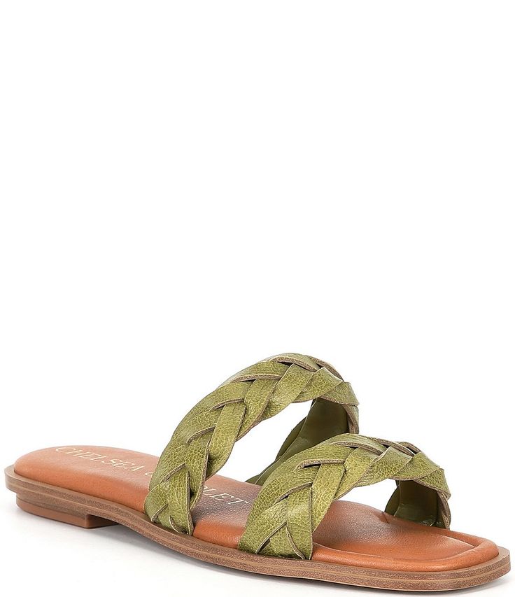 Chelsea & Violet Tarinne Leather Braid Flat Sandals | Dillard's Leather Sandals With Braided Trim For Beach, Leather Sandals With Braided Trim, Spring Sandals With Braided Trim And Adjustable Fit, Flat Adjustable Woven Leather Sandals, Adjustable Woven Leather Flat Sandals, Synthetic Braided Sandals With Round Toe, Braided Synthetic Sandals With Round Toe, Braided Synthetic Sandals For Spring, Flat Mules