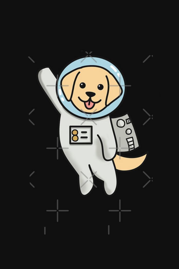 a dog in an astronaut's suit is flying through the air with his paw up