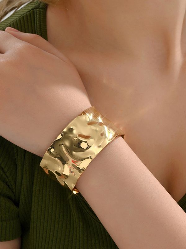 Solid Color Bracelet Accessories GOLD-One_size Mesh Panel Leggings, Winter Typ, Geometric Bracelet, Color Bracelet, Panel Leggings, Bracelet Accessories, Accessories Gold, Gold Bangle Bracelet, Wrist Cuffs