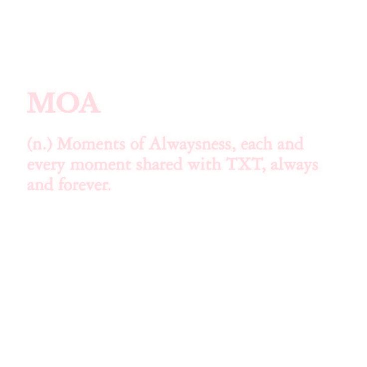 the words moa are written in pink on a white background