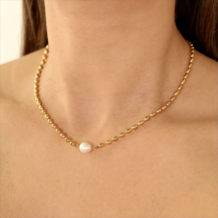 Details: Stainless steel. Water resistant. Elegant Stainless Steel Choker, Modern Round Pearl Chain Jewelry, Gift Pearl Choker With Chain Detail, Stainless Steel Clavicle Chain Choker Jewelry, Gift Pearl Chain Choker Necklace, Pearl Choker Necklace With Chain As Gift, Stainless Steel Clavicle Chain Choker Gift, Elegant Adjustable Stainless Steel Choker, Adjustable Elegant Stainless Steel Choker