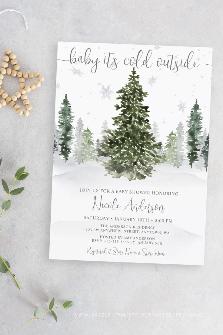 Watercolor Winter Forest Gray Baby Shower Invitation Template Baby It’s Cold Outside Baby Shower Invitation, Baby It’s Cold Outside Baby Shower Theme Boy, Gender Neutral Baby Shower Ideas Winter, Winter Forest Baby Shower Theme, Baby Its Cold Outside Baby Shower Ideas, Winter Baby Shower Invites, Baby Shower Themes Winter, January Baby Shower Themes, Winter Baby Shower Decor