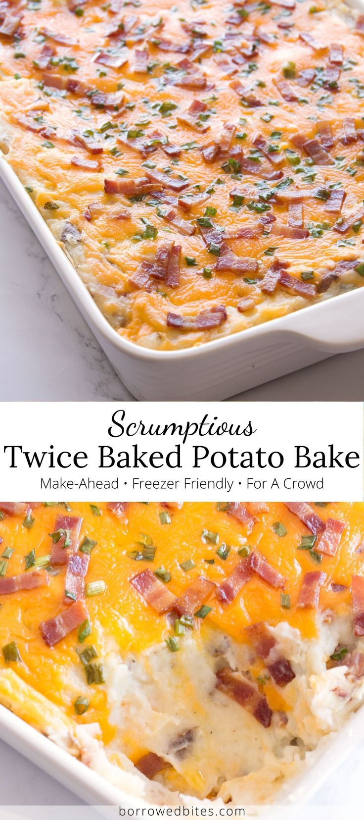 a casserole dish with cheese and bacon in it