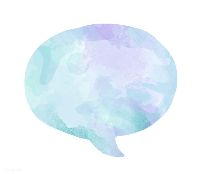 a watercolor painting of a speech bubble with blue, pink and purple colors on it